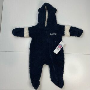 NEW Seattle Seahawks NFL Baby Hooded Fleece Jumpsuit size 0-3 months